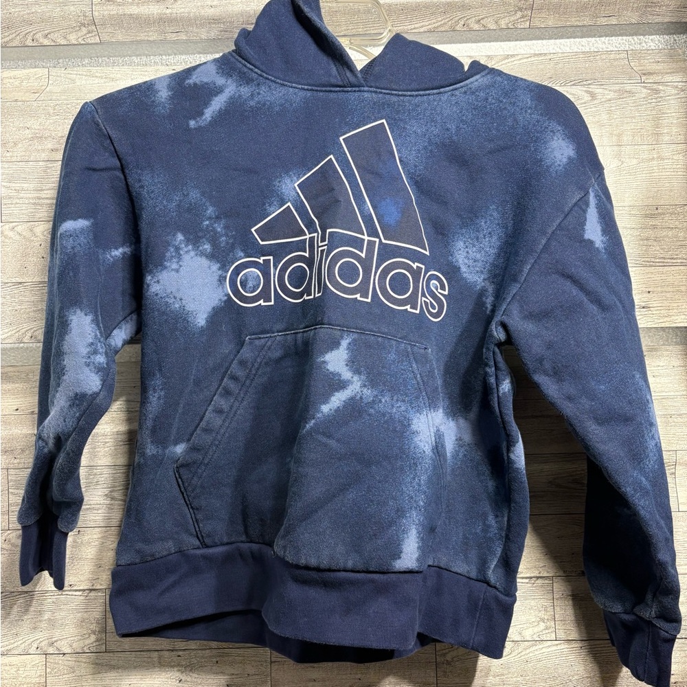 Adidas Kids Navy and White Hoodie